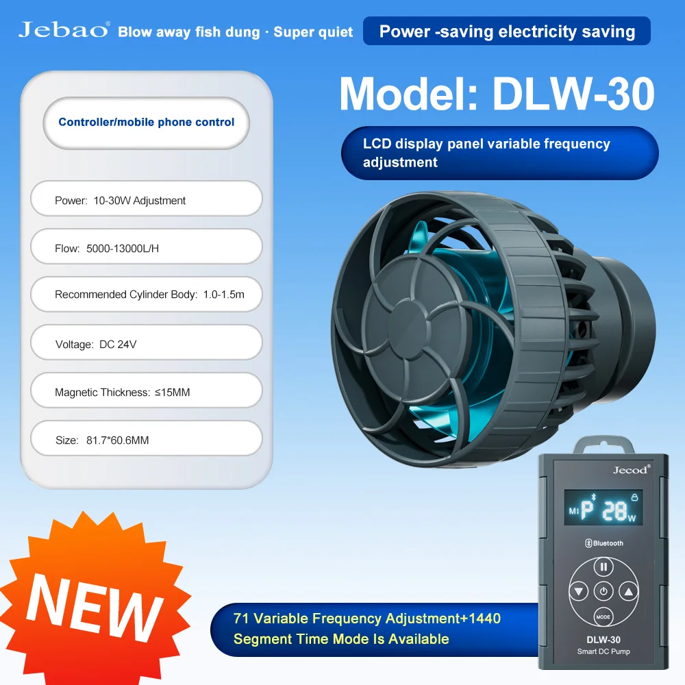 Jebao Jecod 2024 Dlw Serie Bluetooth Wave Pomp Voor Aquarium App Controle Dc Zoutwater Aquarium Intelligente Mute Waterpomp