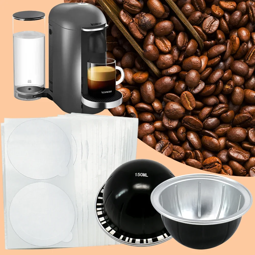 Cápsulas de Café Reutilizables de Aluminio Compatibles con la Máquina Nespresso Vertuo - Cápsulas de Café Duraderas para Amantes del Espresso