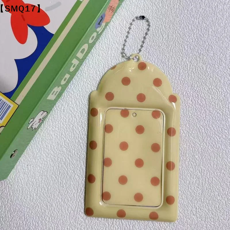 Cute Polka Dot Card Holder 3 Inch Photocard Card Sleeve Kpop Idol Card Holder Backpack Accessories Pendant Keychain Gifts【SMQ】