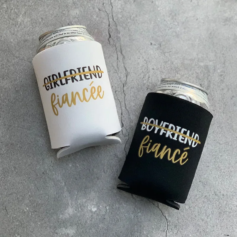 Girlfriend to Fiancée Boyfriend to Fiancé Beer Can Cooler Couples Engagement party Newly engaged Bride groom to be Gift Present