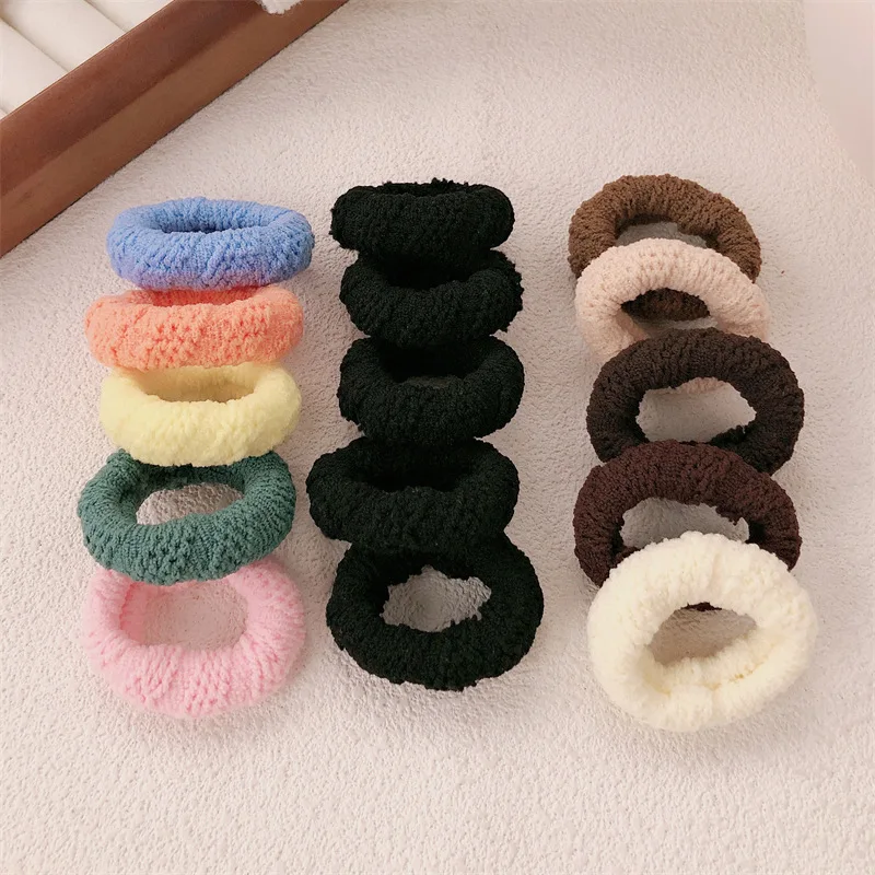 5Pcs/Set Wysokie elastyczne gumki do włosów dla kobiet Pluszowe opaski do włosów Dziewczyny Gruba gumka do włosów Lady Scrunchies Opaska na głowę Nakrycie głowy — zdjęcie 4