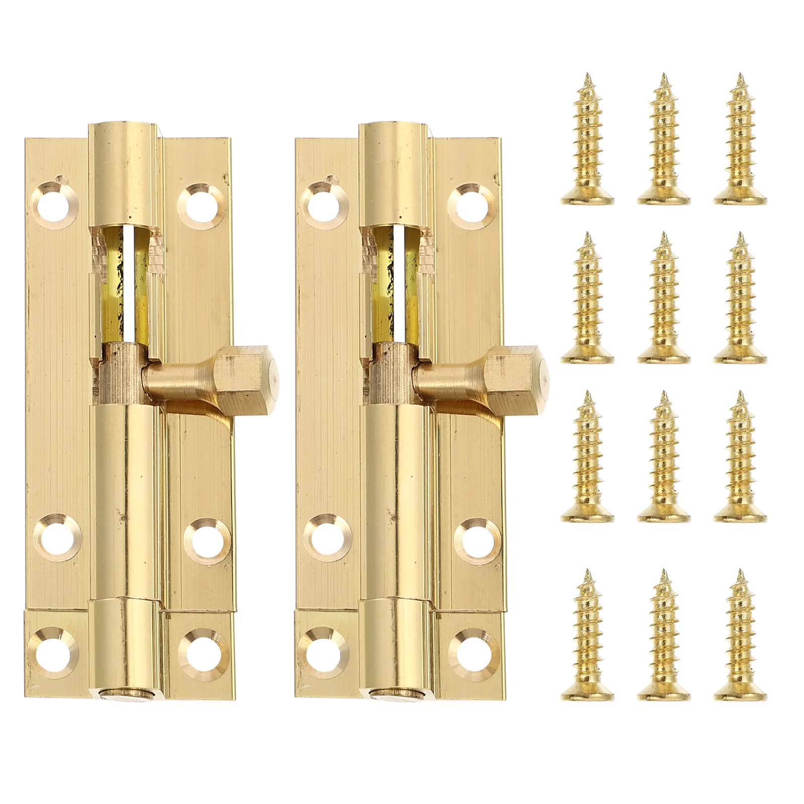 

2pcs Copper Door Latch Wood Assembly Bolt Window Lock Safety Buckle Brass Durable Retro Hardware Easy Install
