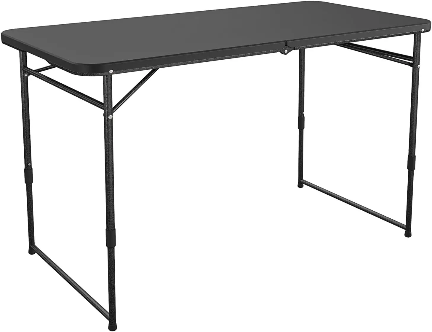 

4 ft. Fold-in-Half Adjustable Height Indoor/Outdoor Utility Table, Black