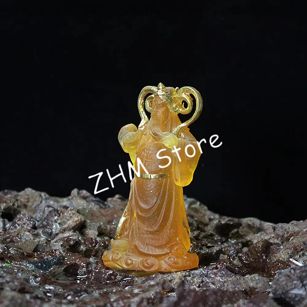 10.5cm Yellow Resin Guangong Chinese Fengshui Buddha Statue of Figurine Home/Office Putting Decorate Ornaments