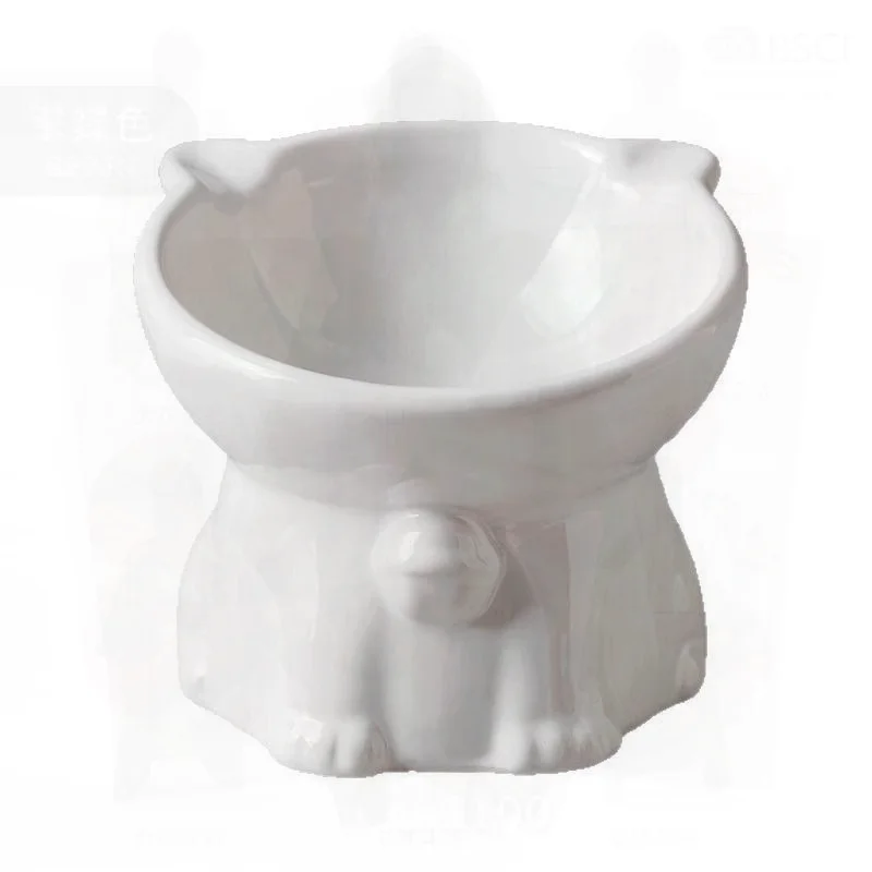 

Ceramic Cat Bowl Black Anti-Knock Oblique Mouth Pet Food Basin with High Foot Design for Dogs And Rice Consumption