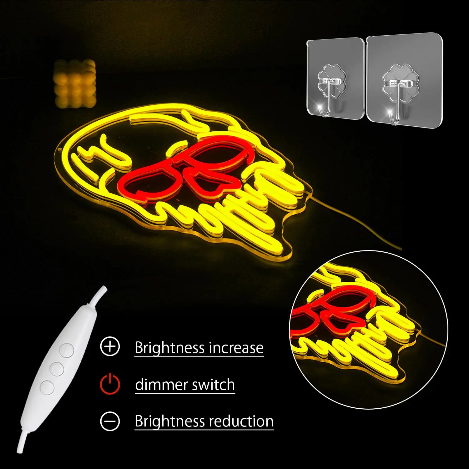 ذوبان الجمجمة LED النيون تسجيل ل جدار ديكور USB بالطاقة عكس الضوء هالوين الرعب تضيء رجل كهف بار الرعب نافذة المنزل ديكور