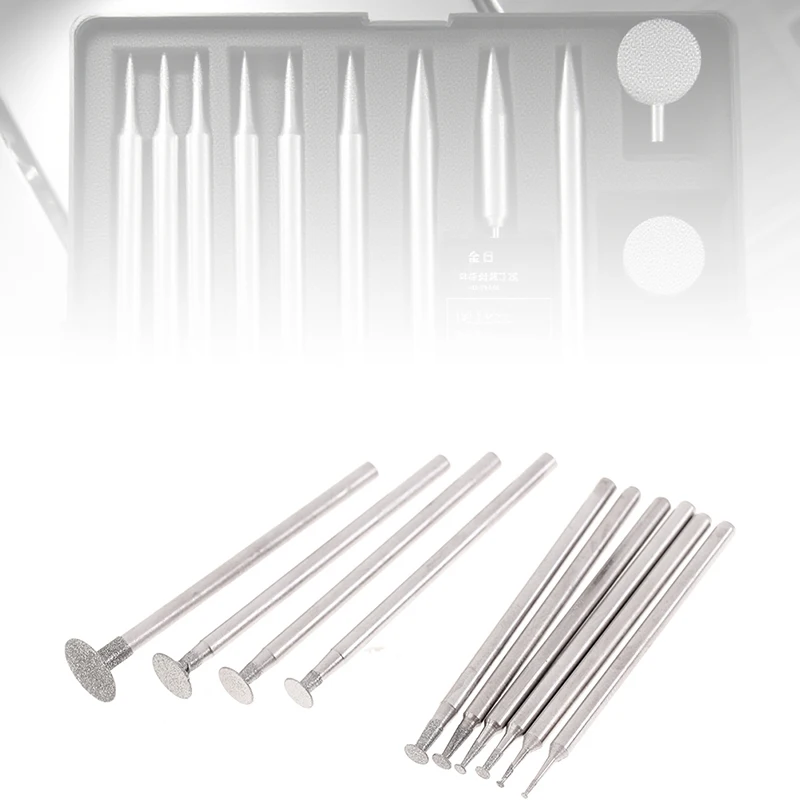 

10PCS Grinding Bit Accessory Ultra-Thin T Head Shank Diamond Mounted Point Stone Jade Carve Polish Engrave Tool