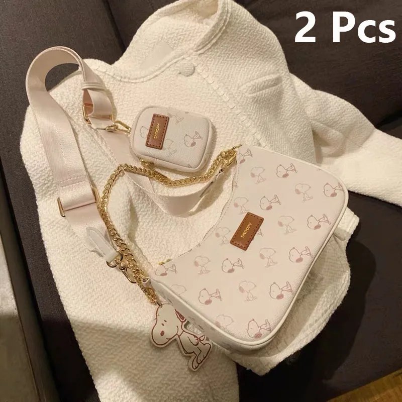 

2 Pcs Women'S High-End Three In One Shoulder Bag With Adjustable Wide Shoulder Strap Fashion Cartoon Printed Crossbody Bag