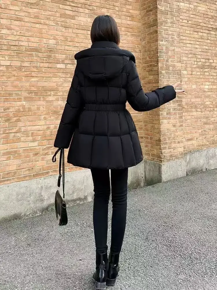 Hiver mode européenne nouvelle doudoune pour femme trajet à capuche coupe ajustée doudoune de canard blanc