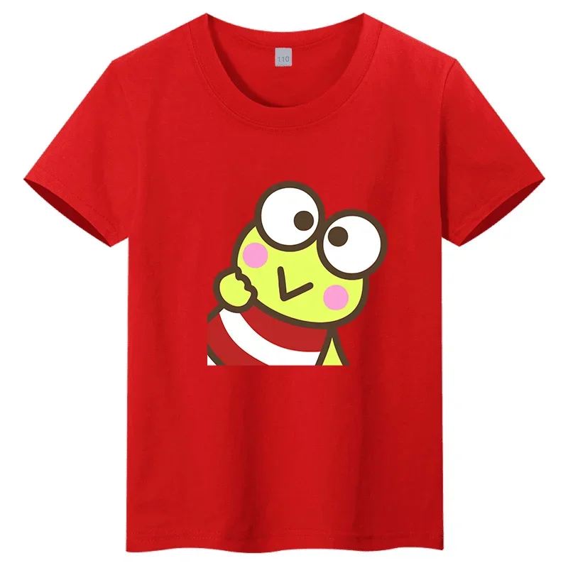 2026 Keroppi Graffiti Style Children's T-shirt Color Casual Parent-child Top Cute Printed Short Sleeved Shirt for Boys and Girls
