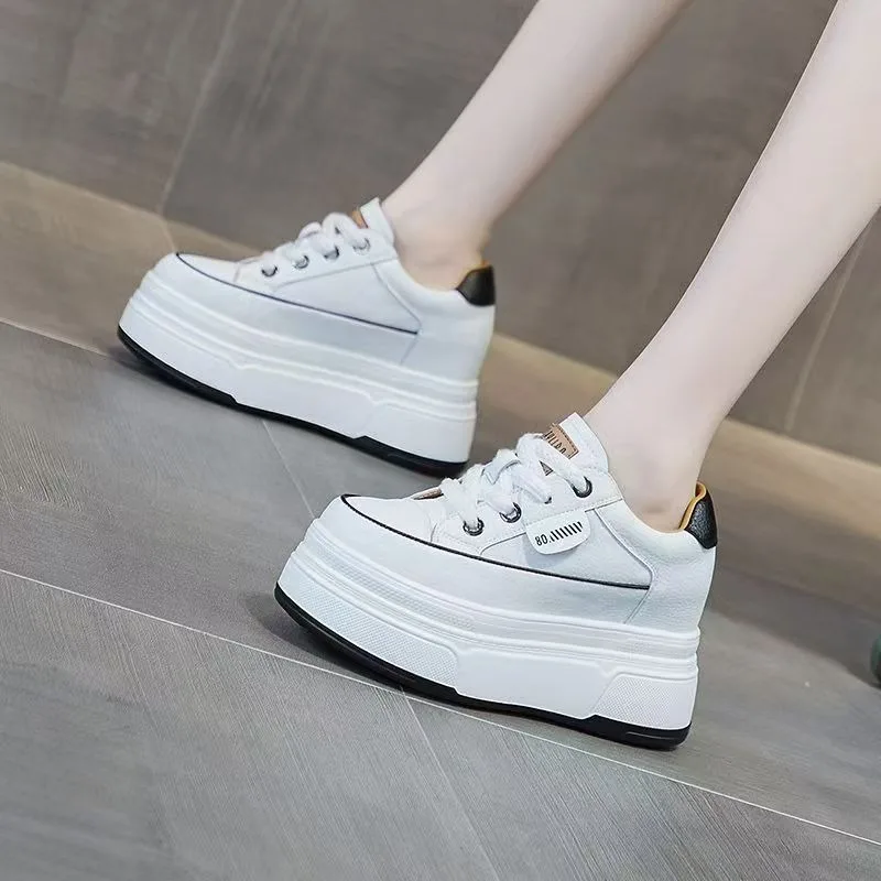 Zapatillas de cuña de 9 cm de altura para mujer, zapatillas de cuero genuino 2026, tacones, zapatillas y zapatos casuales para mujer, botines otoñales para mujer