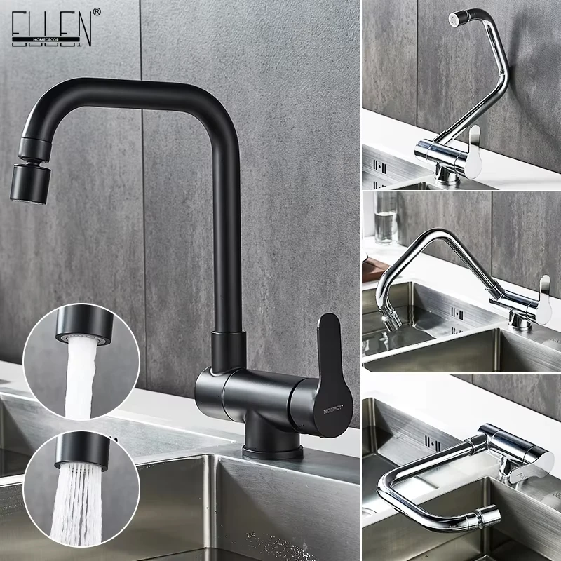 Window front kitchen faucet 360° foldable mixer tap 2 spray modes Foldable single handle sink accessories