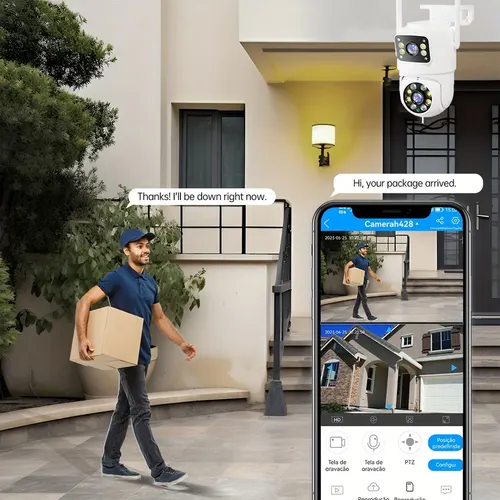 Imagen 2 del producto Cámara Wifi de doble lente Tuya de 10MP PTZ para exteriores 4K cámara de seguridad inalámbrica de doble pantalla vigilancia de seguimiento automático Alexa/cámara de gafas