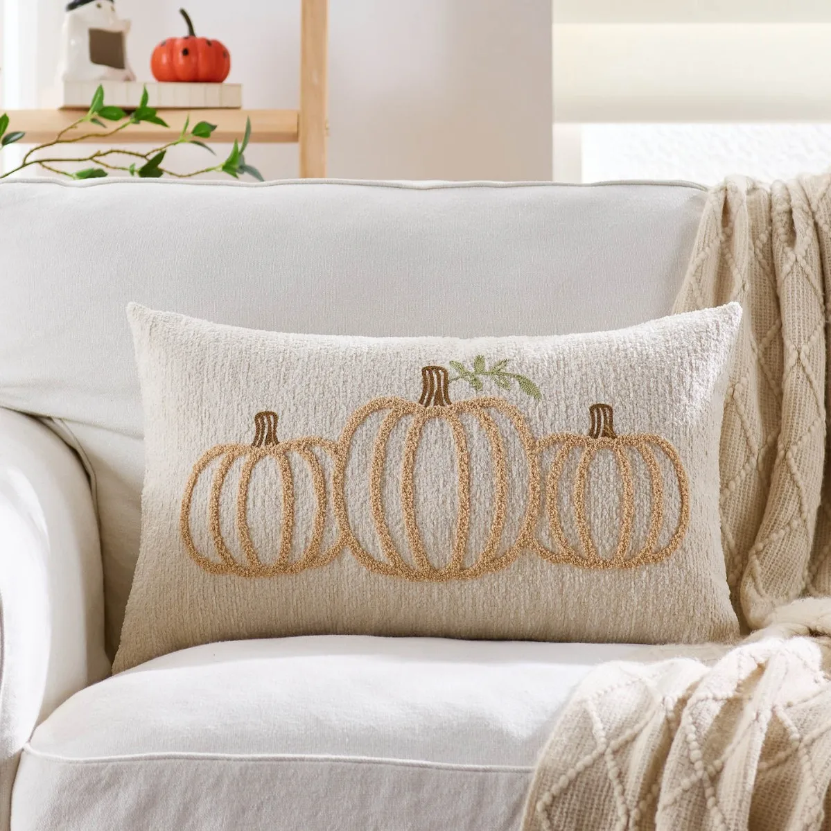 Halloween Pillow Cover Pumpkin Ghost Spider Orange Black Decoration Cushion Cover for Home Sofa Couch Chair 30x50cm 45x45cm - view 2