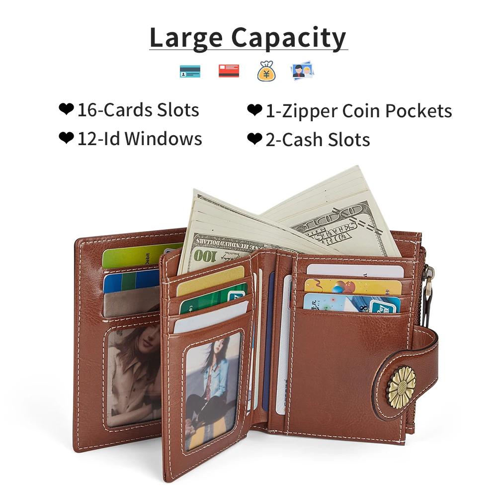 VANNANBA RFID Wallets for Women Small Bifold Wallet with Coin Purse Casual Cute Leather Wallet Credit Card Case Purse