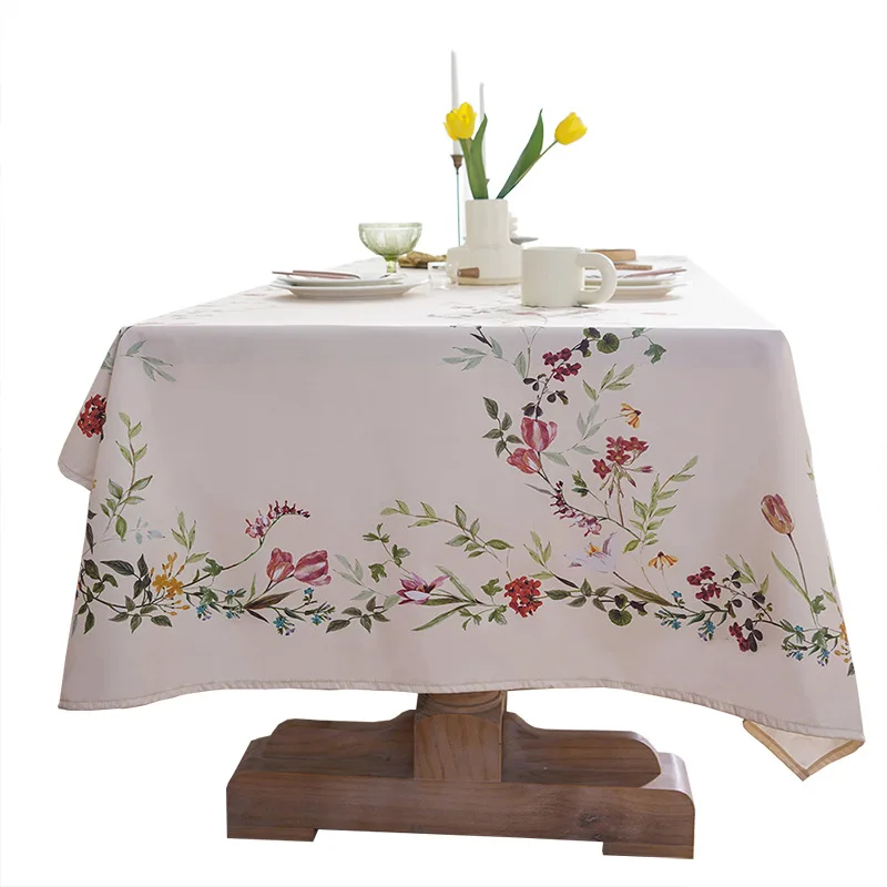 Nordic Floral Plants Waterproof Tablecloth Light Luxury Pastoral Square Table Cloth Holiday Party Decorations Tischdecke