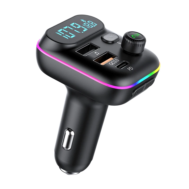 LOLOAGO Автомобильный MP3-плеер Bluetooth FM-передатчик с QC3.0/PD Быстрое USB-зарядное устройство Беспроводной комплект громкой связи Вход 12 В/24 В постоянного тока LOLOAGO Автомобильный MP3-плеер Bluetooth FM-передатчик с QC3.0/PD Быстрое USB-зарядное устройство Беспроводной комплект громкой связи Вход 12 В/24 В постоянного тока