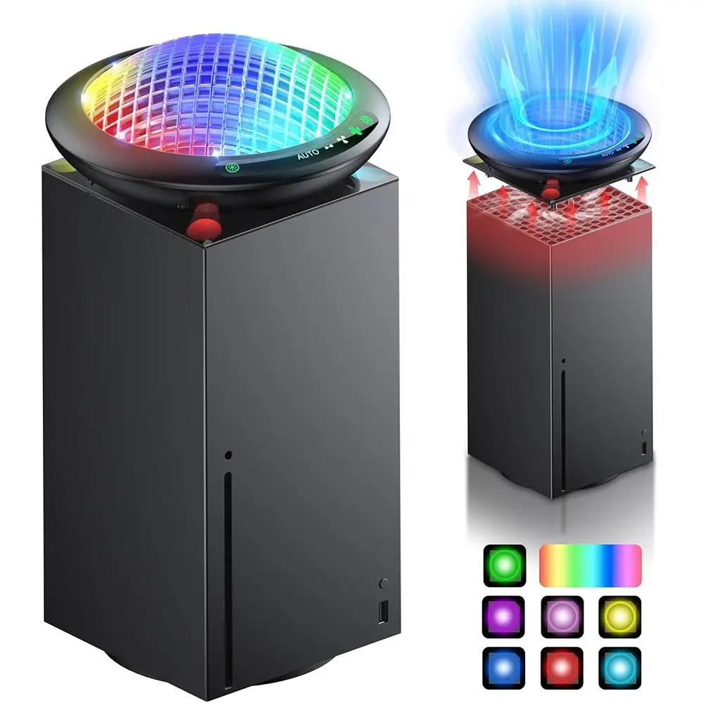 with RGB Light UFO Cooling Fan 3 Speed USB Port Top Temperature Control Speed Adjustable Low Noise for Xbox Series X