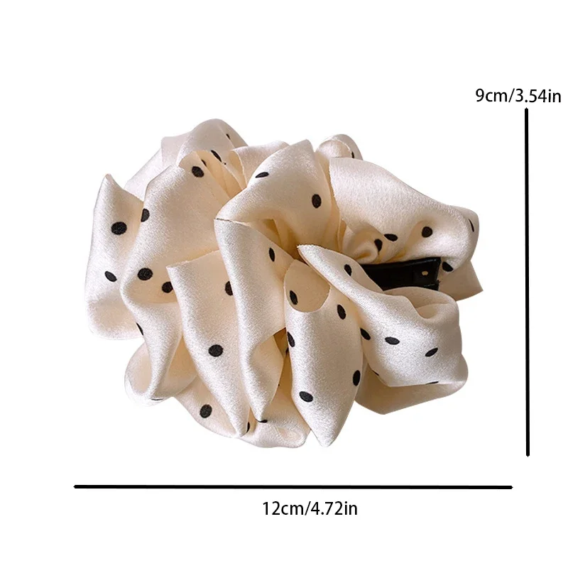 New Banana Clip French Retro Satin Hair Clip Women's Pleated Cloud Bubble Polka Dot Floral Banana Clip