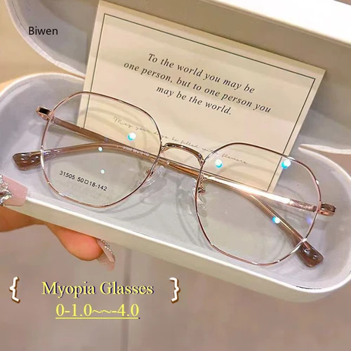 Nueva moda, gafas para miopía con bloqueo de luz azul, montura redonda a la moda, prescripción cerca de visión, dioptrías menos gafas-1,0-1,5