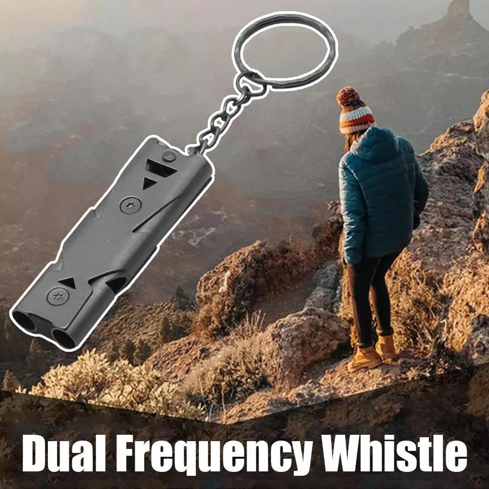 High Decibel Whistle Keychain Stainless Steel Double Emergency Whistle Camping 2024 Outdoors Tools Survival Pipe Hiking Por L3F4