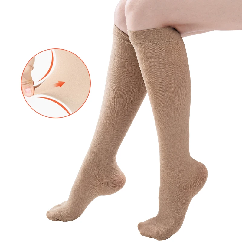 Legbeauty 34–46 mmHg medizinische kniehohe Kompressionssocken, dehnbar, geschlossener Zehenbereich, Krampfadern, sportliche Laufsocken für Herren und Damen