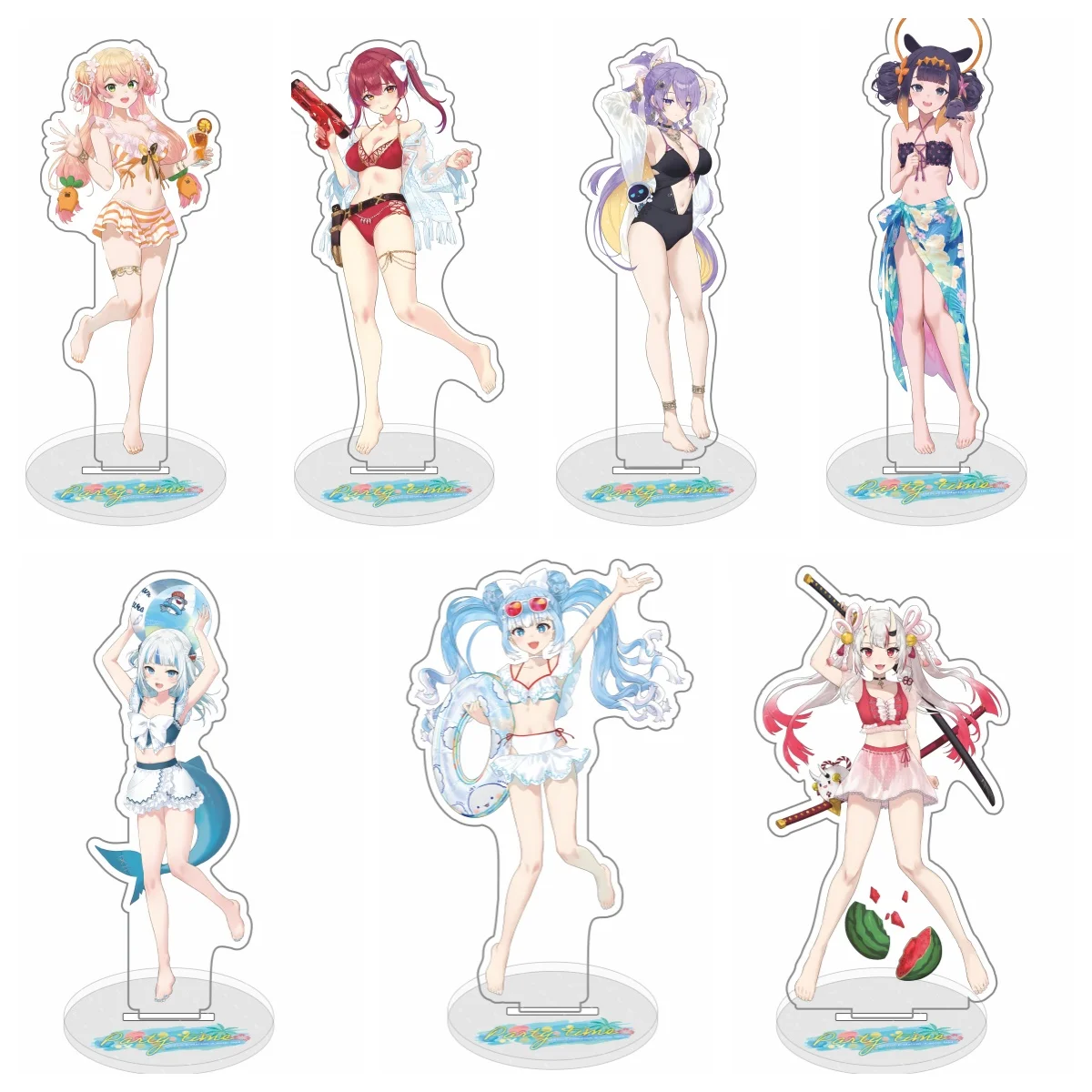 Hololive Vtuber Swimsuit Party Time Figures Cosplay Acrylic Stands Model Mococo Kobo Ayame Desk Decor Standing Sign Gifts