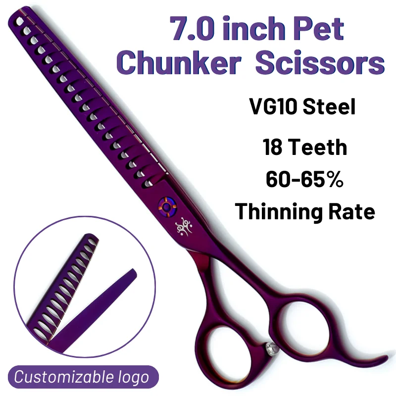 

Dogs Cats Hair Chunker Shears 7.0 inch Professional Pet Grooming Scissors VG10 Steel tijeras para cortar pelo de perro Груминг