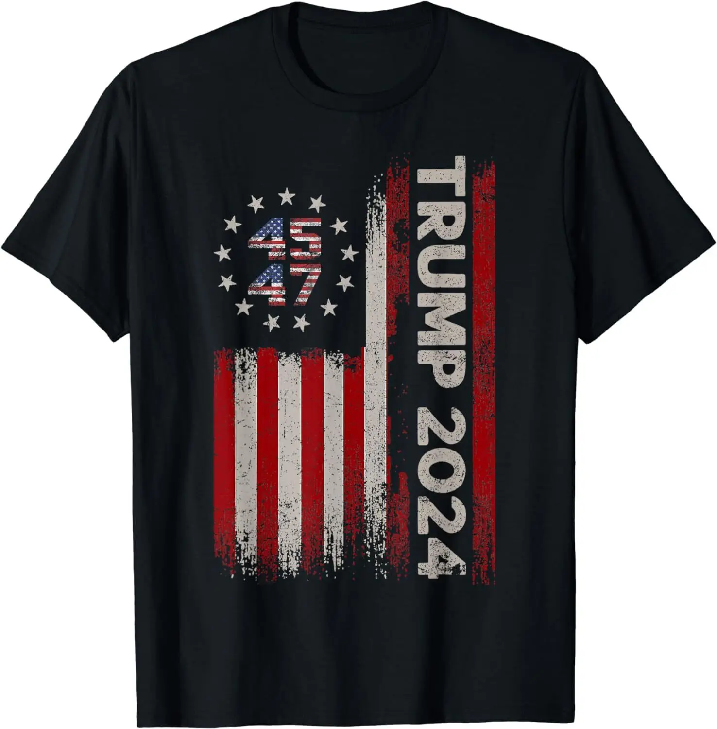 

45 47 Trump 2024 American Flag Unisex T-Shirt