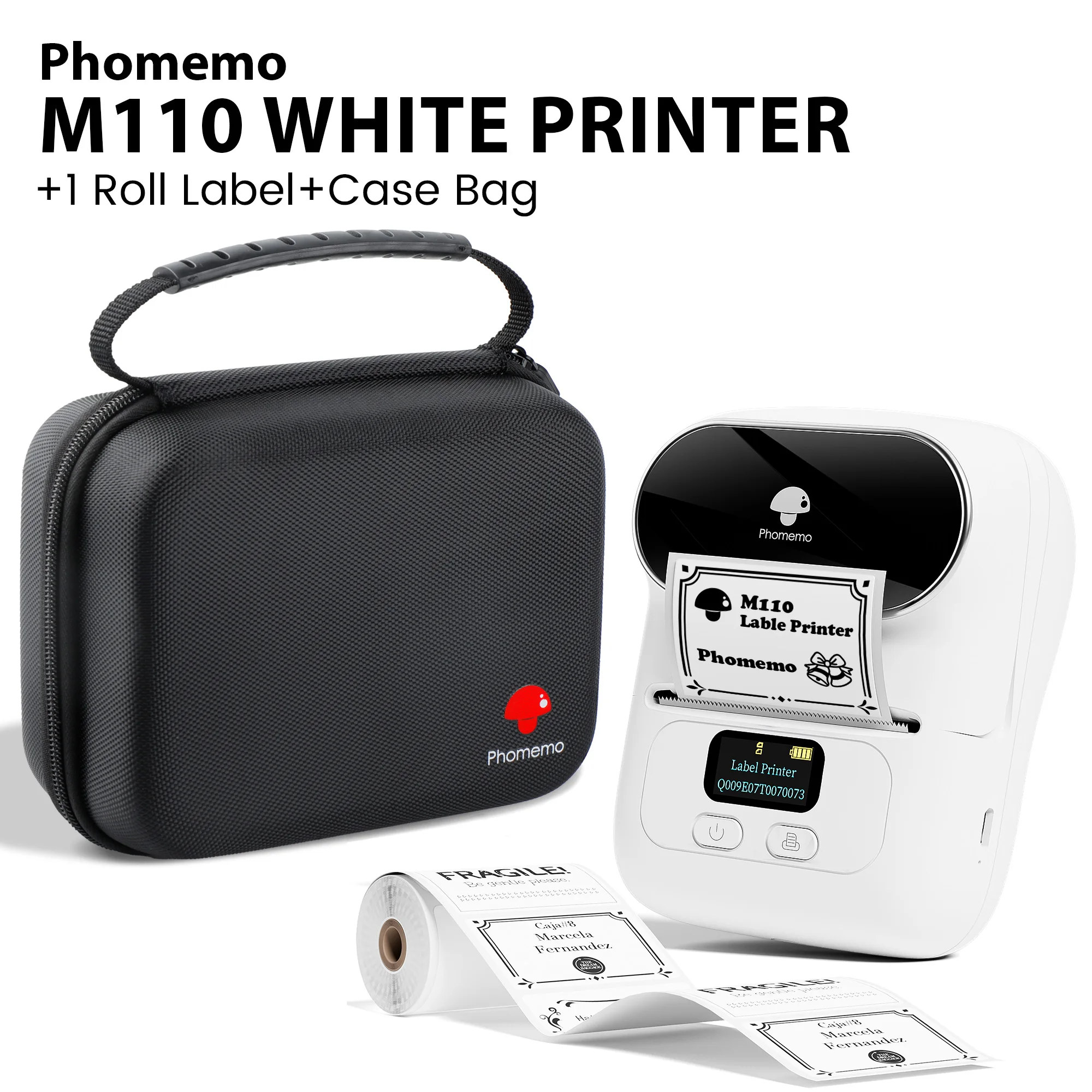 Phomemo M110 Label Printer Mini Printer Thermal Label Maker Portable Labeling Machine for Business Barcode Cable School