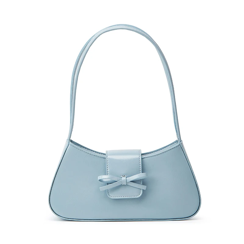 Schultertasche, Nischen-Luxus, Stilvoll, Schleifen-Dekoration, Unterarm-Baguette-Tasche – Detail 6