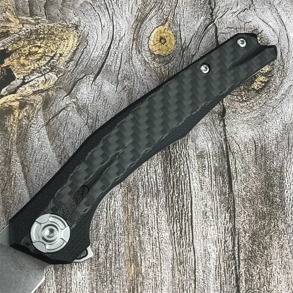 High Quality 0707 Flipper Folding Knife Drop Point Blade Carbon Fiber Handle Outdoor Rescue Survival Portable Pocket Knife