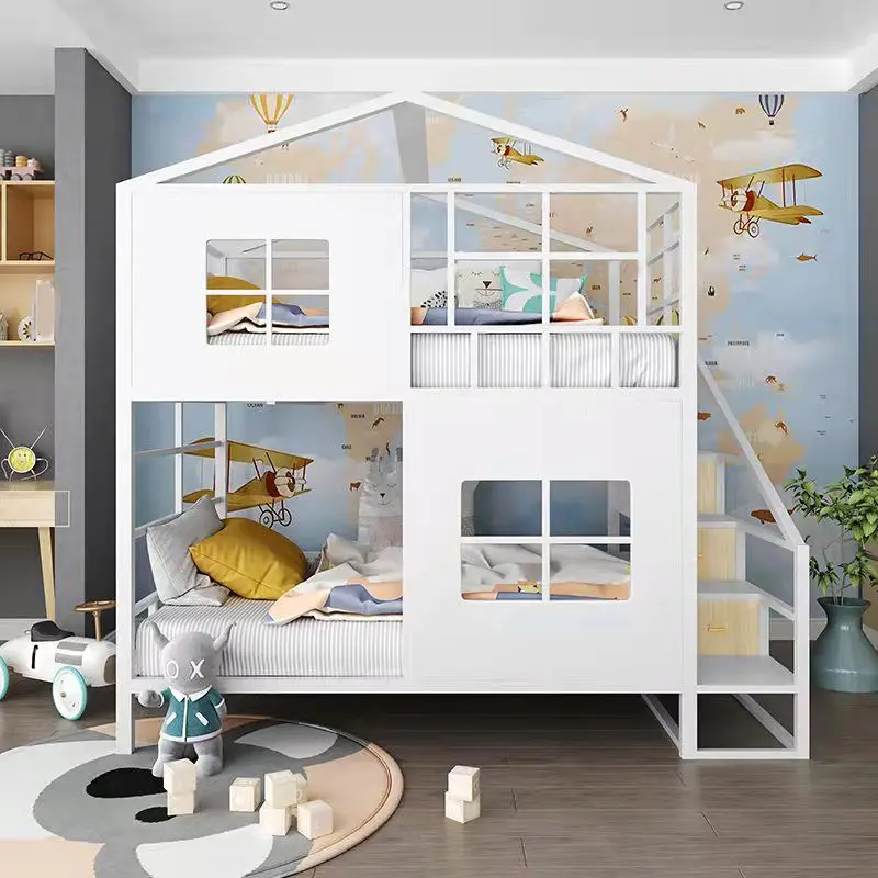 Environmentally friendly loft children's bed, tree house castle princess bed, dreamy girl getting up and down bed, boy tent