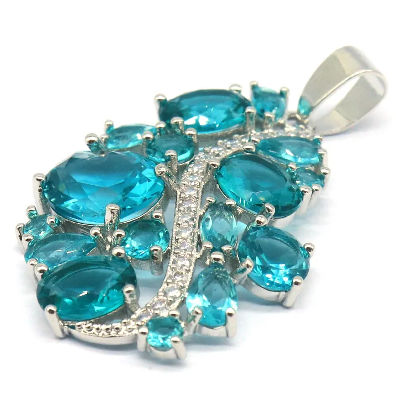 

Buy 5 Get 1 Free 41x25mm Long Big Size White Sapphire Blue Aquamarine Pink Morganite CZ Women Silver Pendant