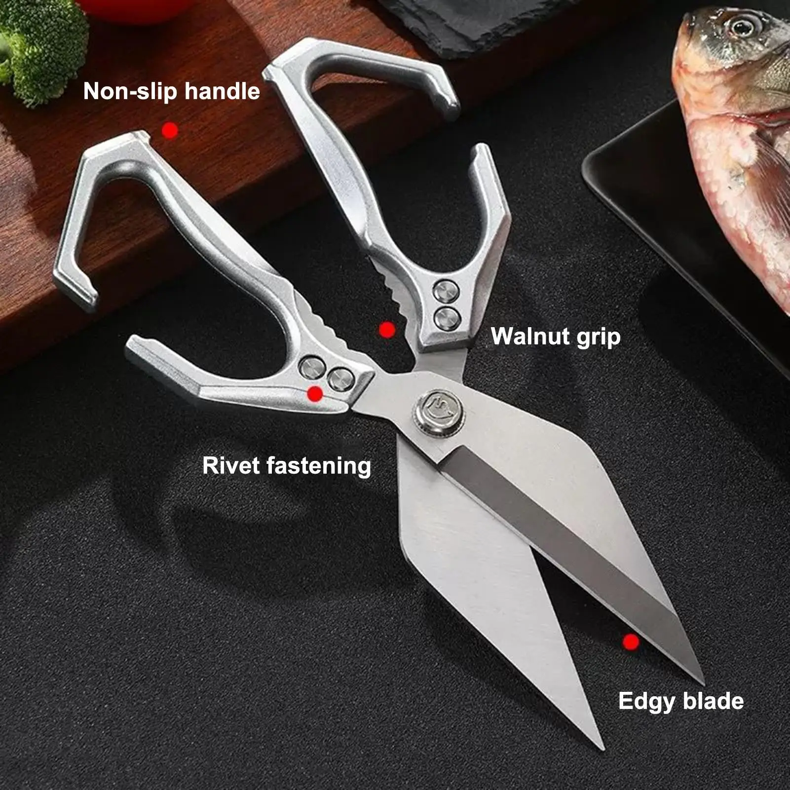 Kitchen Scissors All Purpose Stainless Steel Kitchen Shear Meat Scissors Cooking Gadgets For Chicken Fish Vegetable Fish