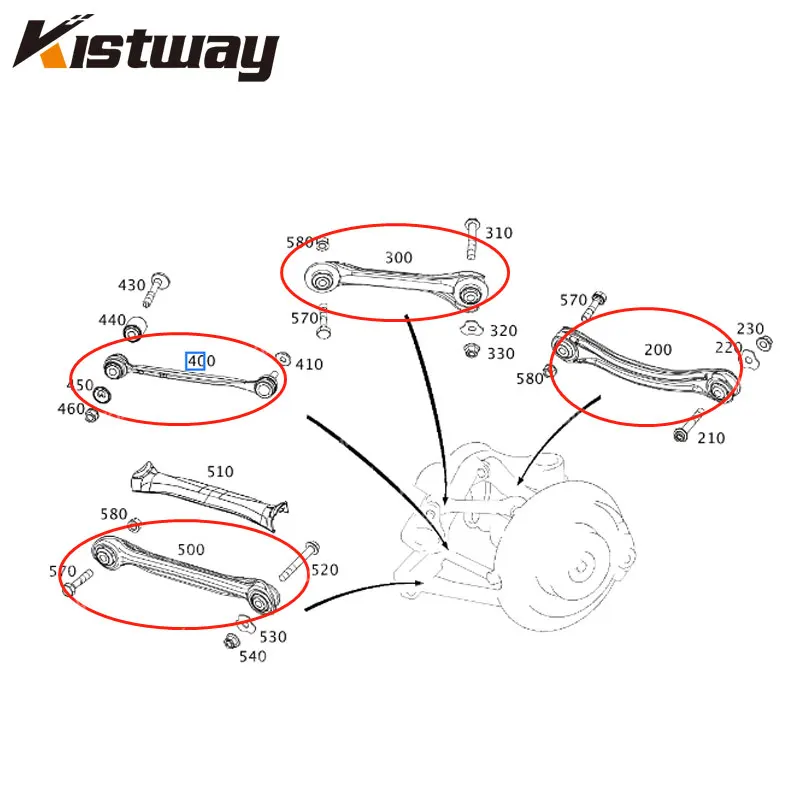 10PCS Original Rear Suspension Control Arm Kit For Mercedes-Benz R172 SLK250 SLK280 SLK300 A1723500106 A1723500206 A1723500406