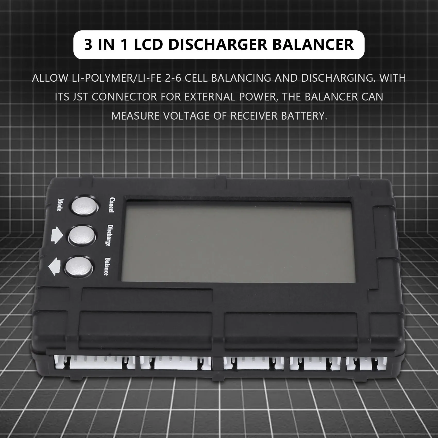 New 3 in 1 LCD RC Battery Discharger Balancer Meter Tester for 2-6S Lipo Li-Fe Battery Voltage Meter