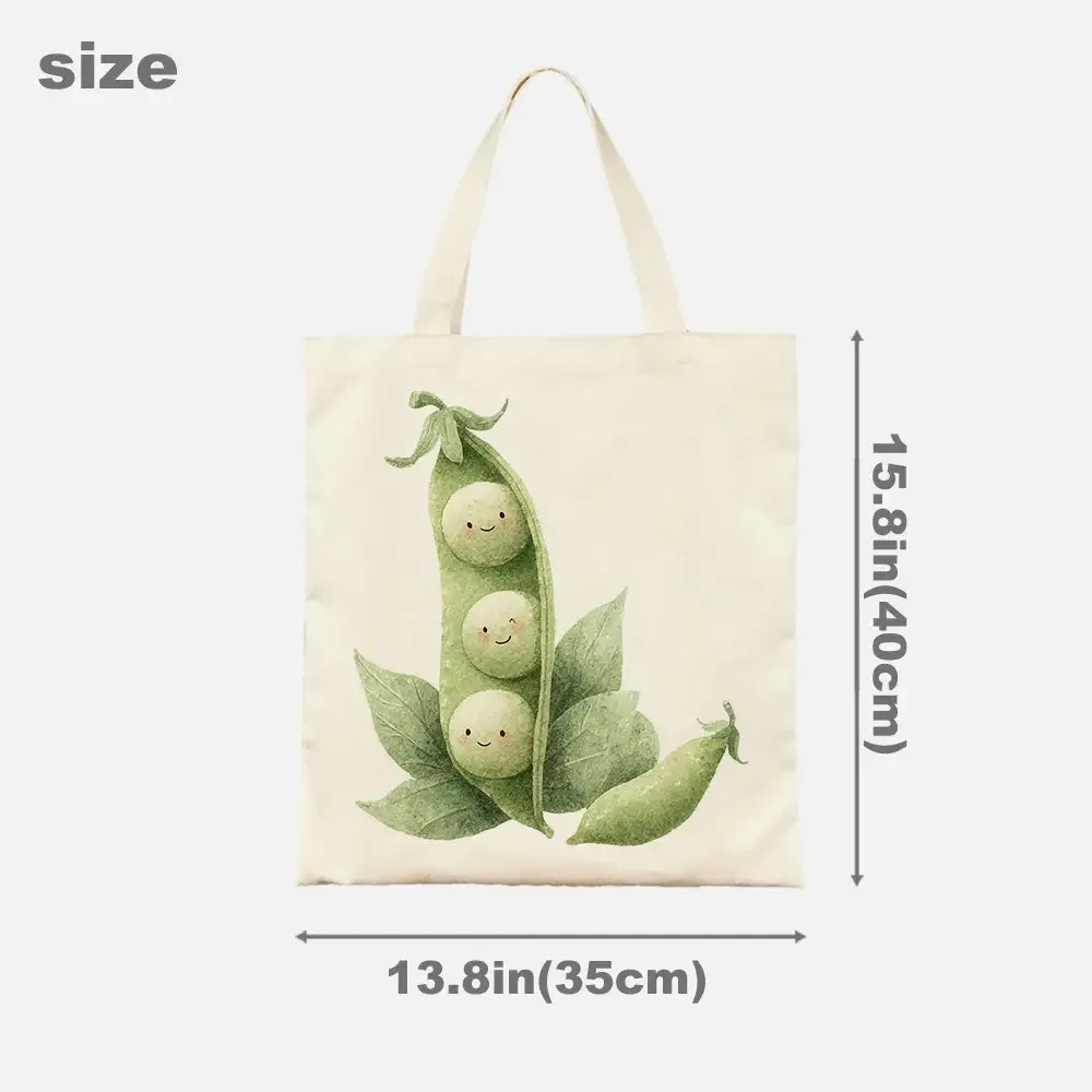 1pc of 2D Flat Printing Featuring an Adorable Pea Pod And Garden Tote Bag - a Reusable Grocery Bag Adorned with Green Beans And view 6