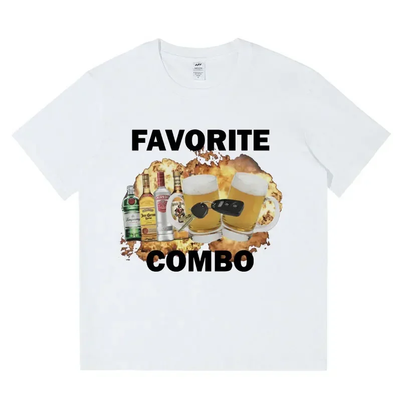 Favorite Combo Funny Meme Graphic T Shirt Men's Fashion Short Sleeve T-shirts Summer  Cotton Oversized Tee Shirt Streetwear