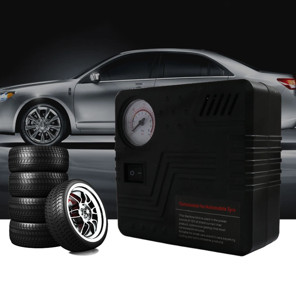 

12V 120W 19-Cylinder Portable Air Compressor Pump For Car Tires Motorcycle Bike Inflator With Pressure Gauge Black