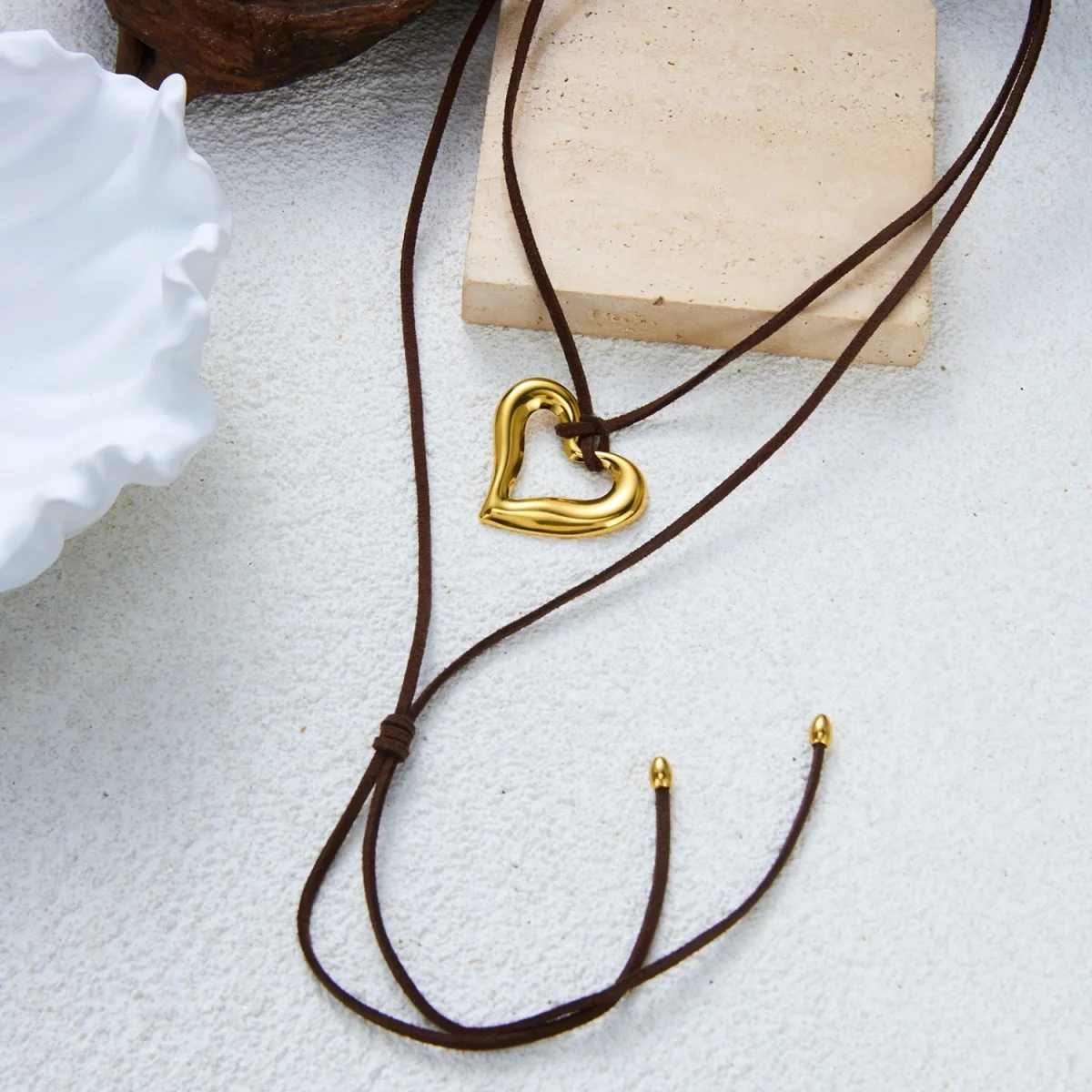 Einfache Halskette mit hohlem Kreis-, Quadrat-, Herz- und Wassertropfen-Anhänger für Damen und Herren, Edelstahl, geometrisches Design, Lederband, Choker-Schmuck – Detail 20