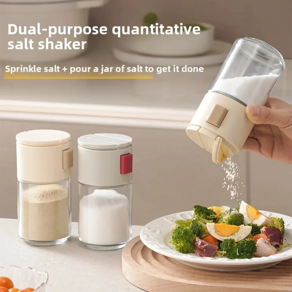 Glass Seasoning Jar with Measuring Function Salt Pepper Spice Container Kitchen Storage Bottle Dual Use Dispenser Organizer