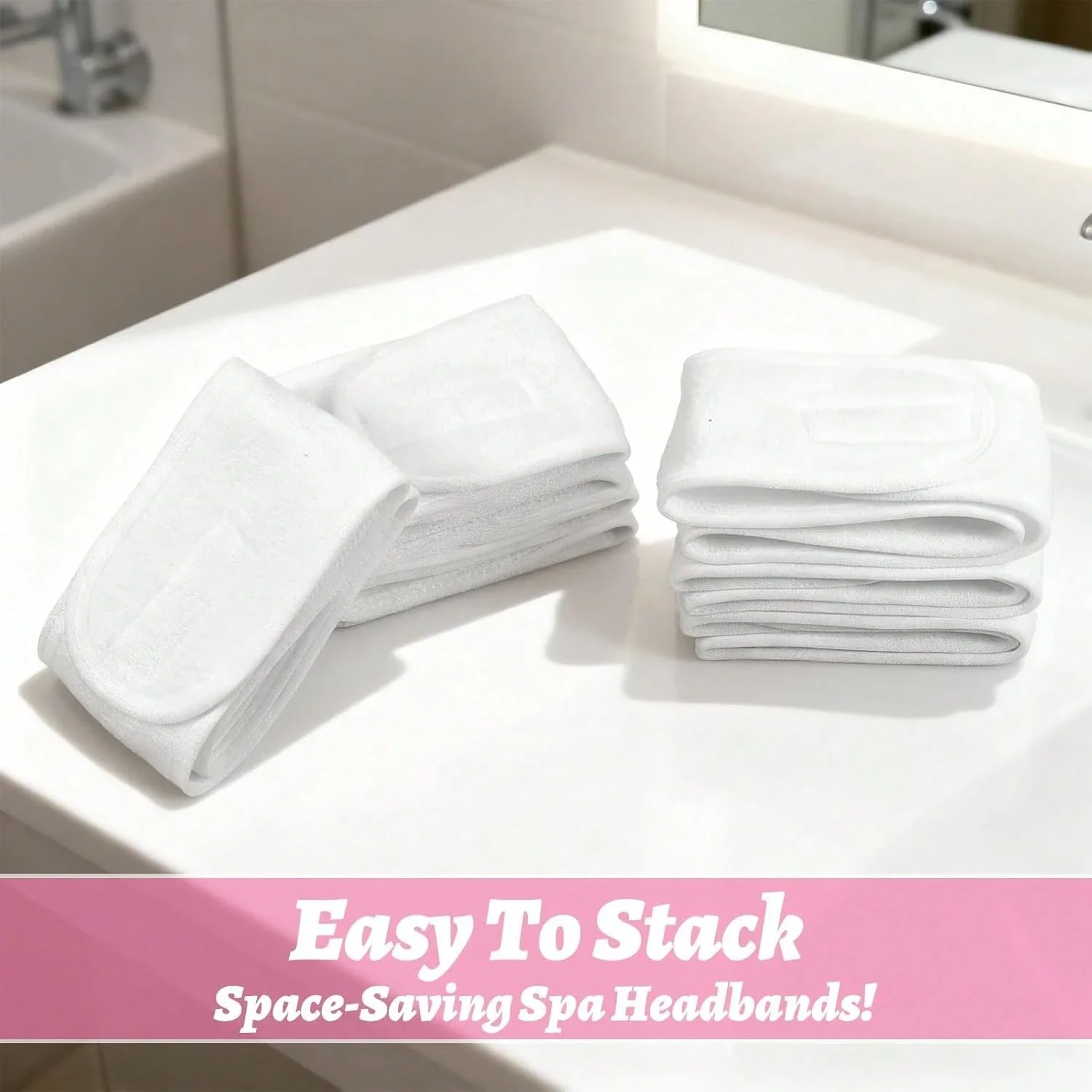 

Набор из 3 регулируемых повязок на голову из махровой ткани для женщин - Нескользящие спа-повязки для умывания, макияжа и душа