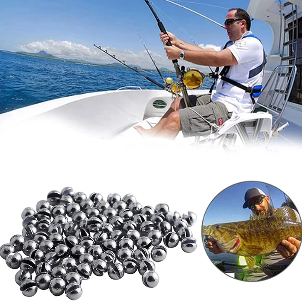 100Pcs Fishing Sinker Weights Removable Round Split Shot Fishing Weights Sinkers 6 Sizes Lead Shot Egg Sinkers Drop Tackle