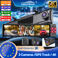 EU Stock H330 Car DVR Rearview Dash Cam 3 Channel GPS 11.26 Screen Night Vision Front Inside Rear 4K+1080P+1080P Video Recorder