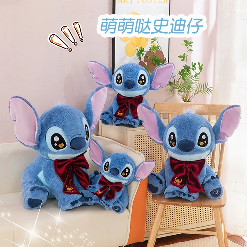 

Disney Kawaii серебряная плюшевая игрушка, кукла с бантом, плюшевая подушка, милое мягкое животное для детей, подарок на день рождения, Рождество