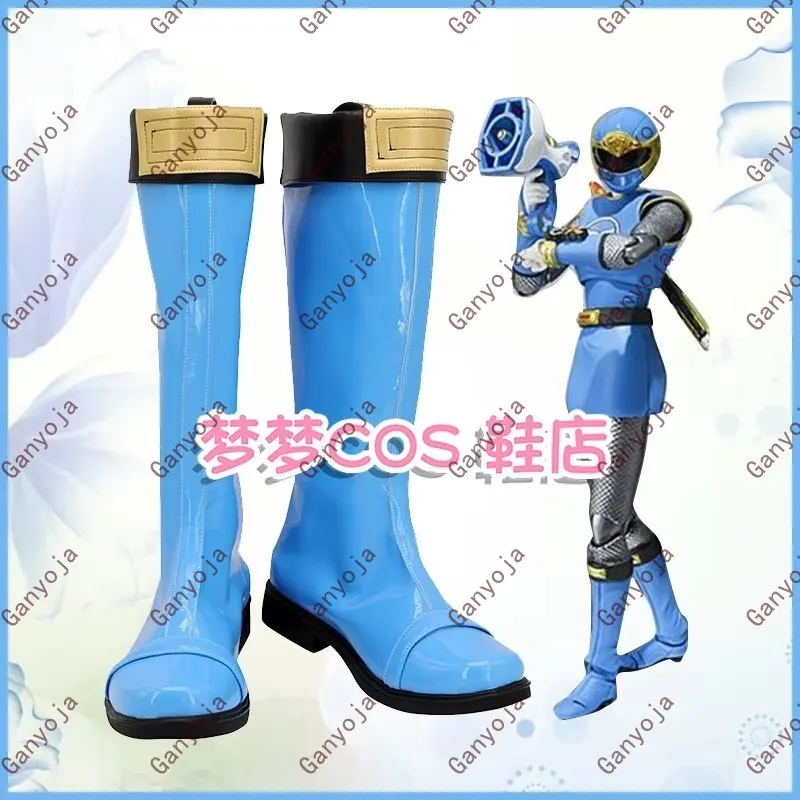 

Ninpu Sentai Hurricaneger HurricaneBlue Nanami Nono Cosplay Costume Shoes Carnival Party Halloween Boots Handmade Blue Boots