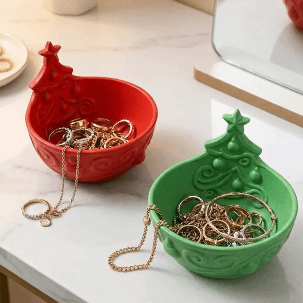 3D Printed Christmas Tree Storage Box Large Capacity Plastic Jewelry Storage Tray Decorative Entrance Key Tray Bedroom