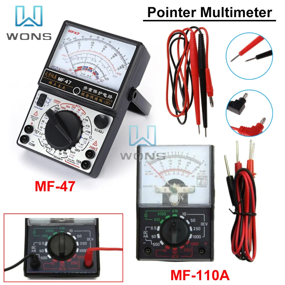 

Pointer Multimeter MF-47 MF-110A DC AC 1000V Multimeter Portable Mechanical Pointer Type Multimeter Battery Resistance Detector