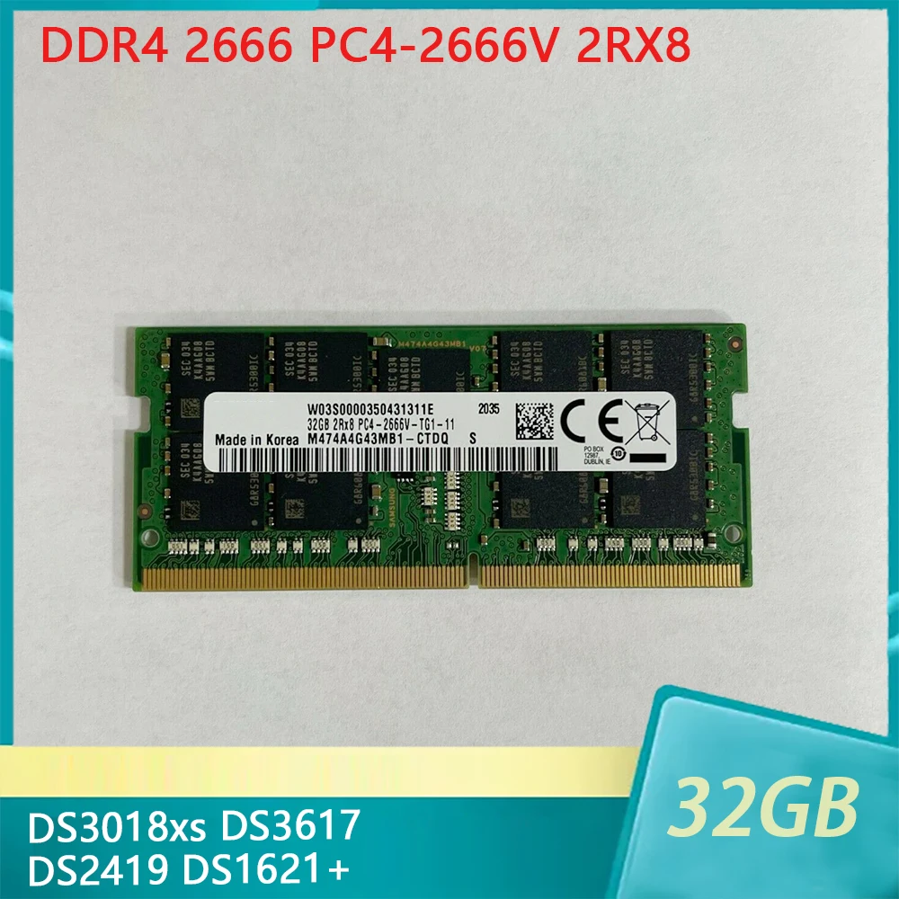 1 Pcs For Synology 32GB NAS DS3018xs DS3617 DS2419 DS1621+ 32G DDR4 2666 PC4-2666V 2RX8 ECC UDIMM Storage Memory